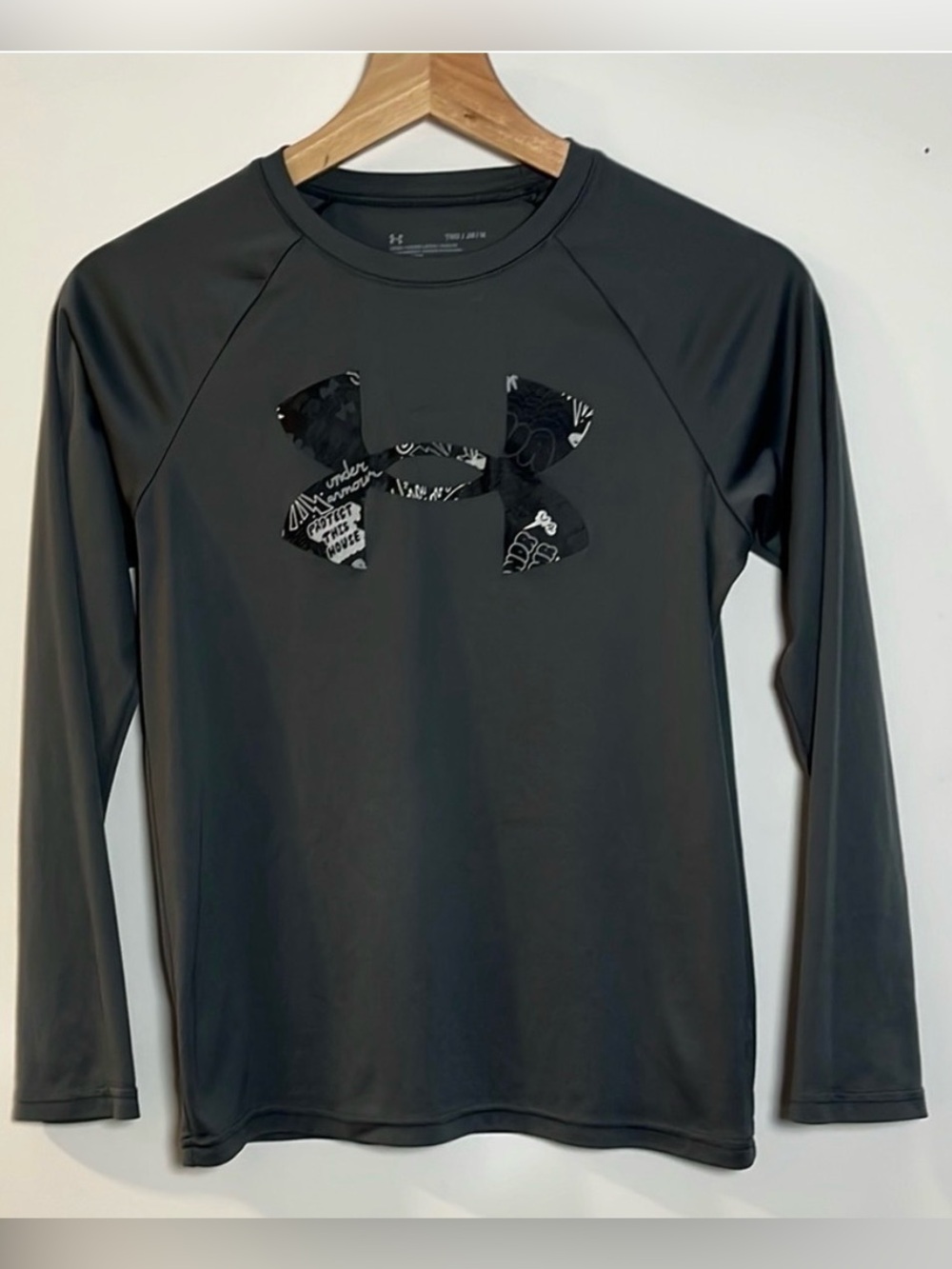 Under Armour Kids Dark Gray Long Sleeve Logo Tee